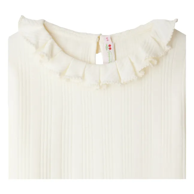T-shirt Côtelé Bess Coton Bio | Ecru