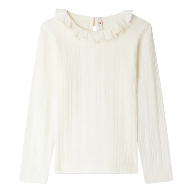 Bess - T-shirt a coste in cotone organico | Ecru