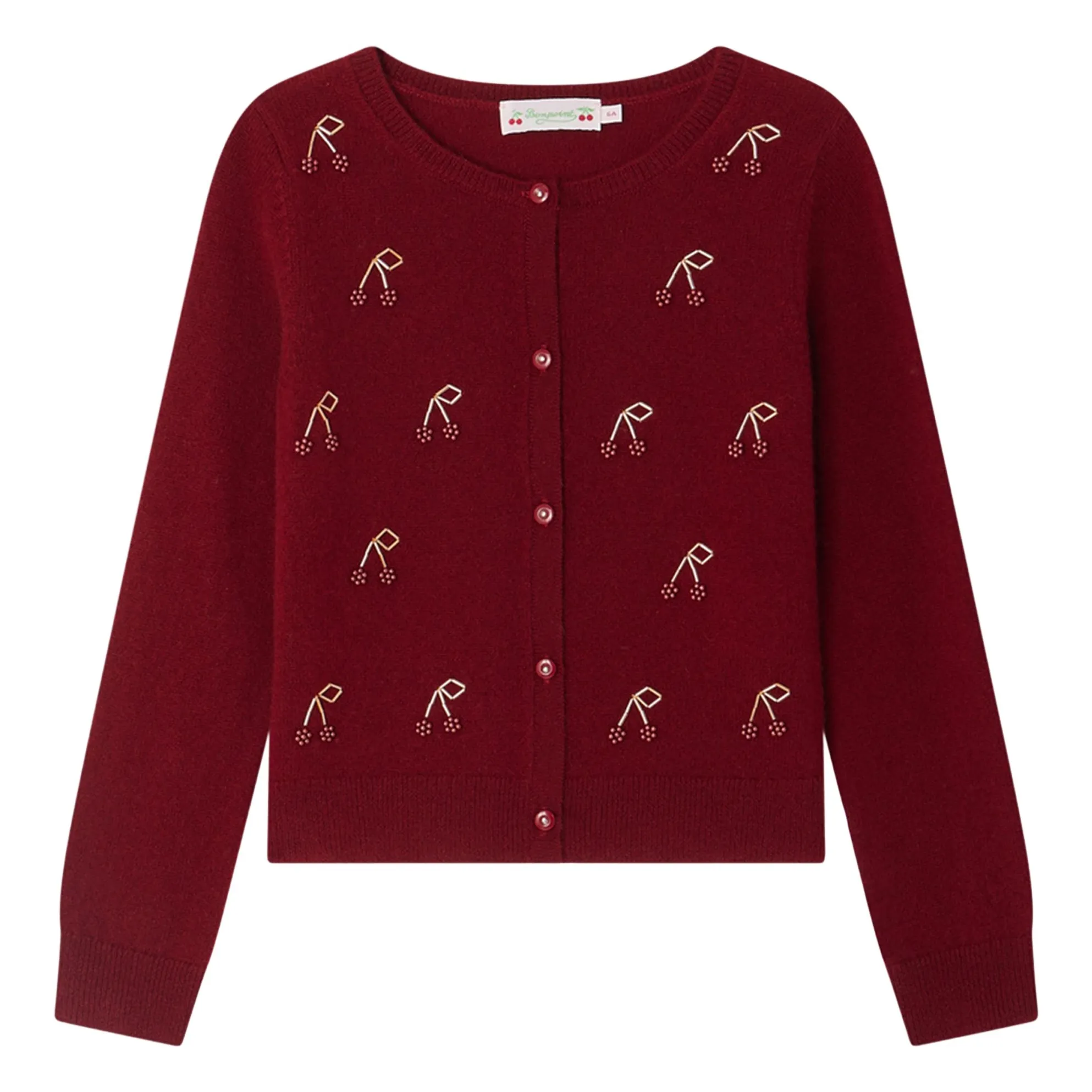 Bonpoint Girls Burgundy Jonia Cashmere Cardigan