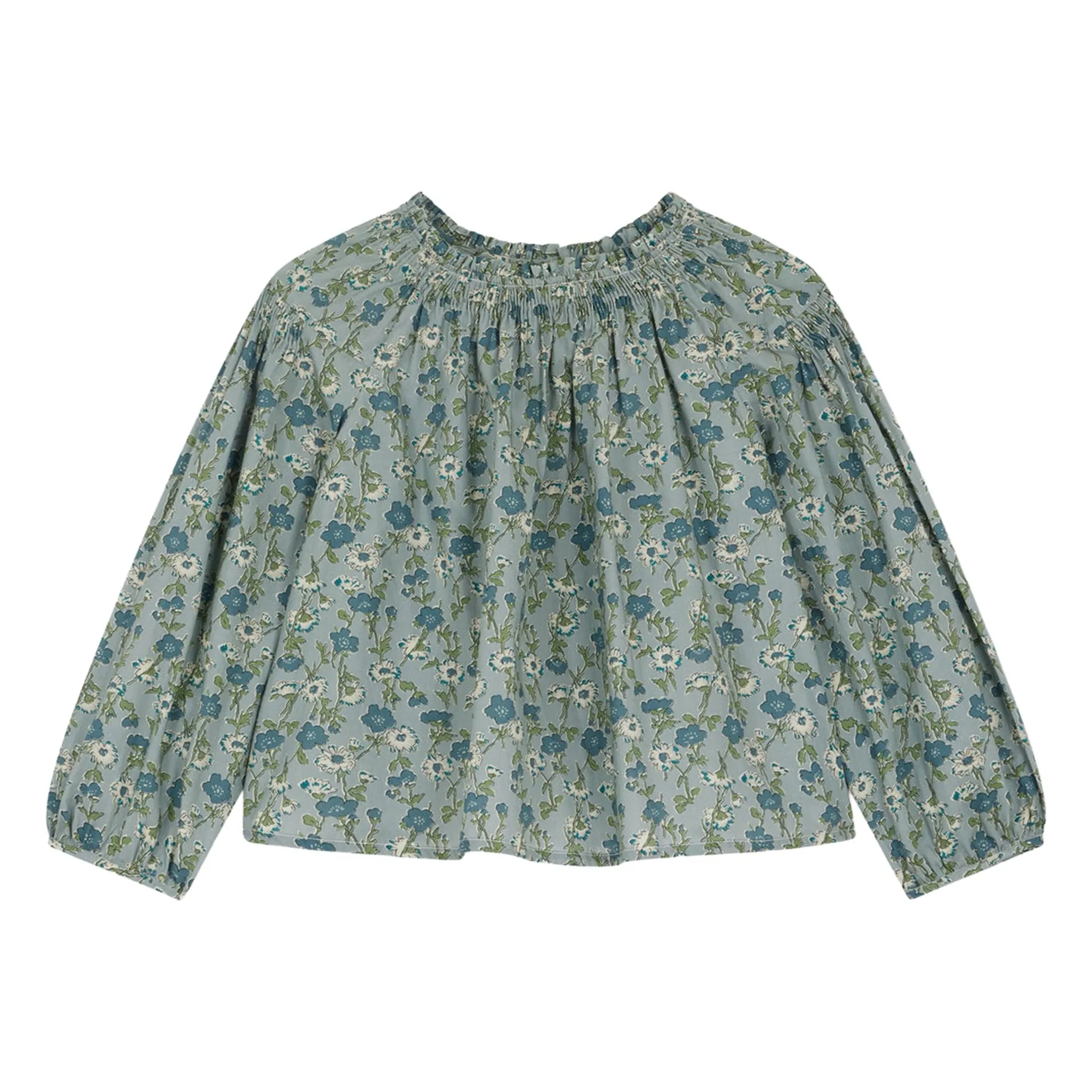 Bonpoint Girls Blue Blouse Blandine Liberty Coton Bio