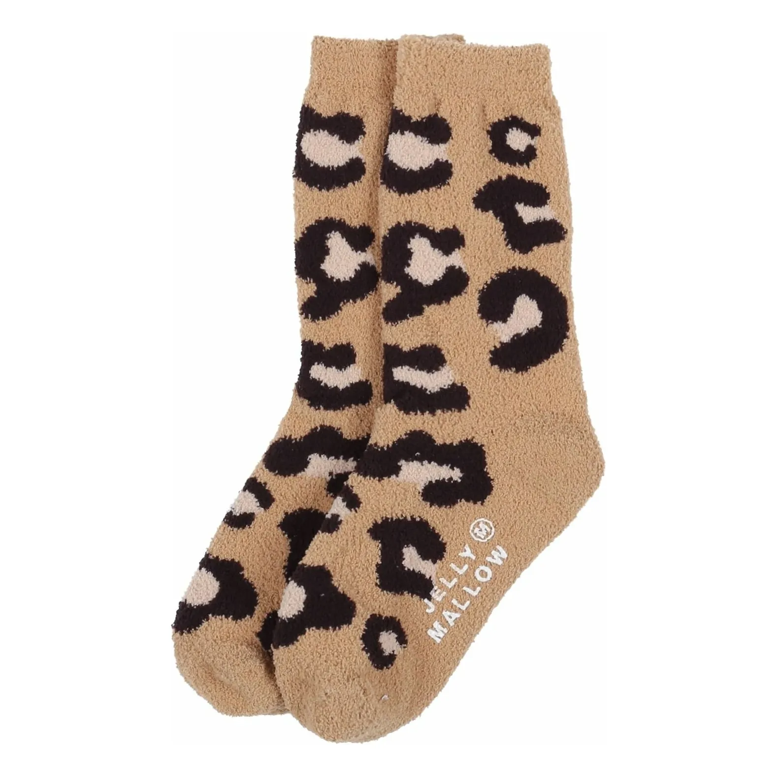 Jelly Mallow Beige Set Of 2 Pairs Of Leopard Tarry Socks
