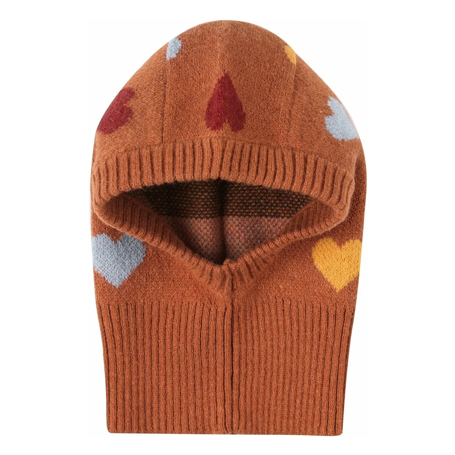 Jelly Mallow Brown Hearts Balaclava