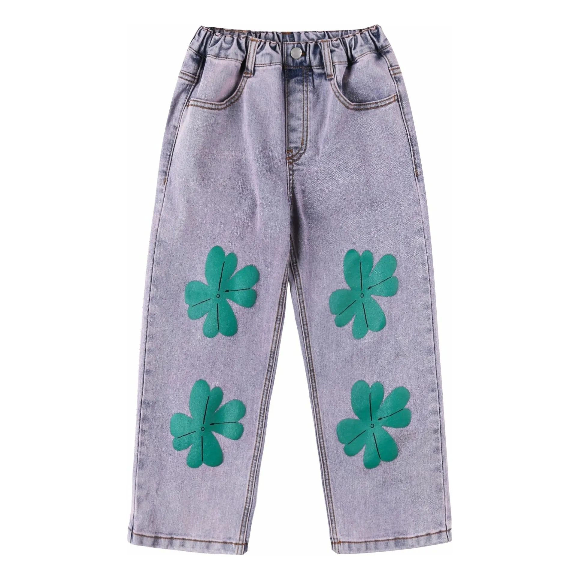 Jelly Mallow Blue Lucky Clover Denim Pants