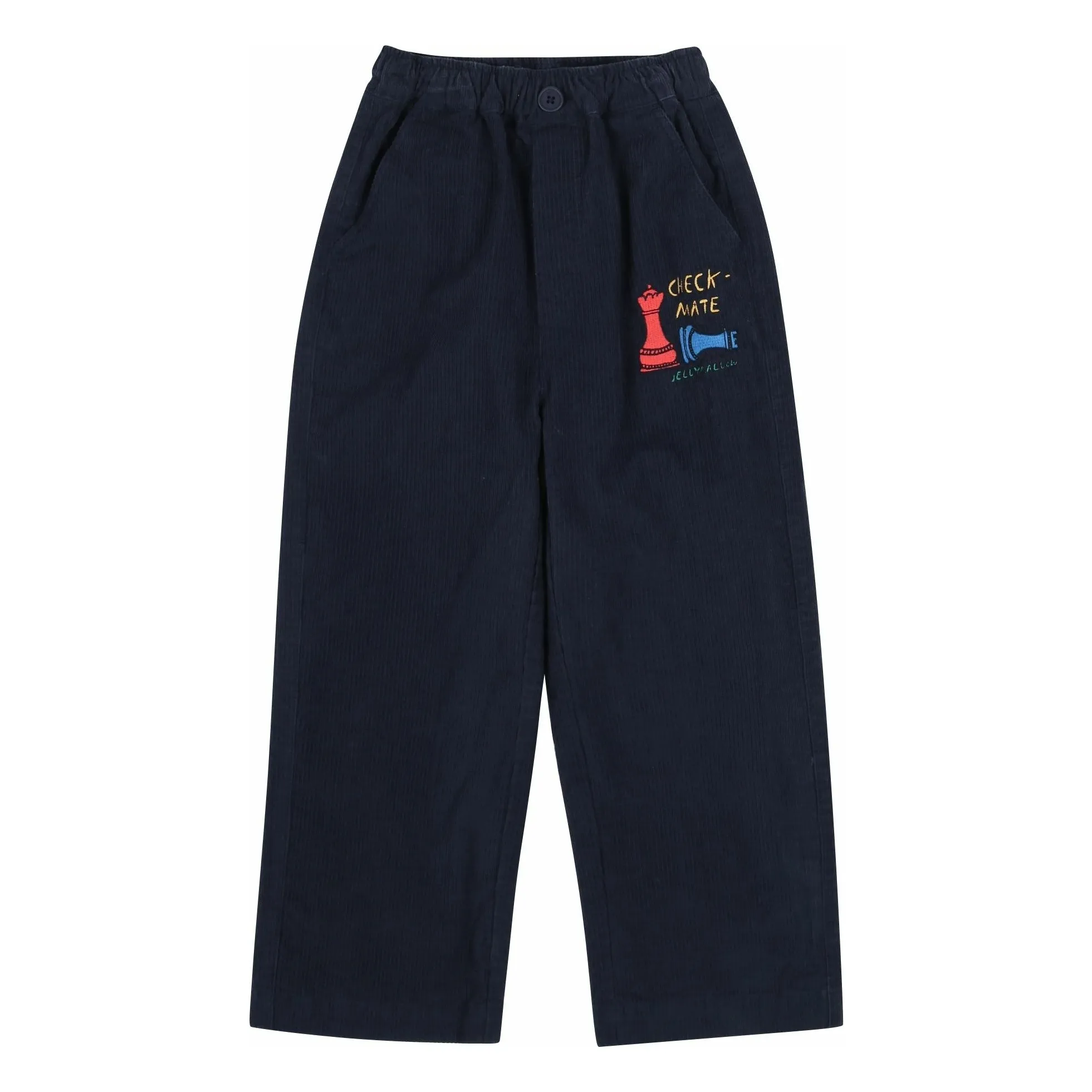 Jelly Mallow Navy Blue Check Mate Corduroy Pants