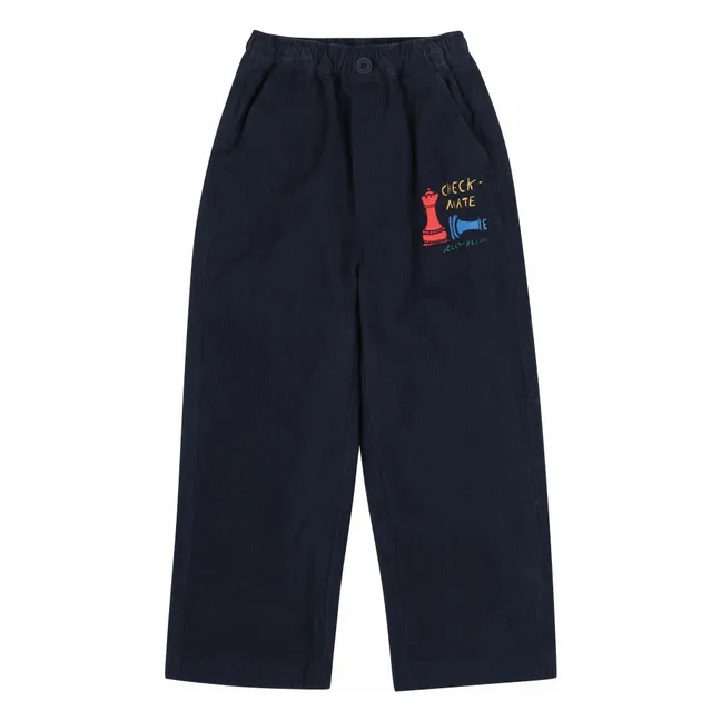 Hose Check Mate Velours gerippt | Navy
