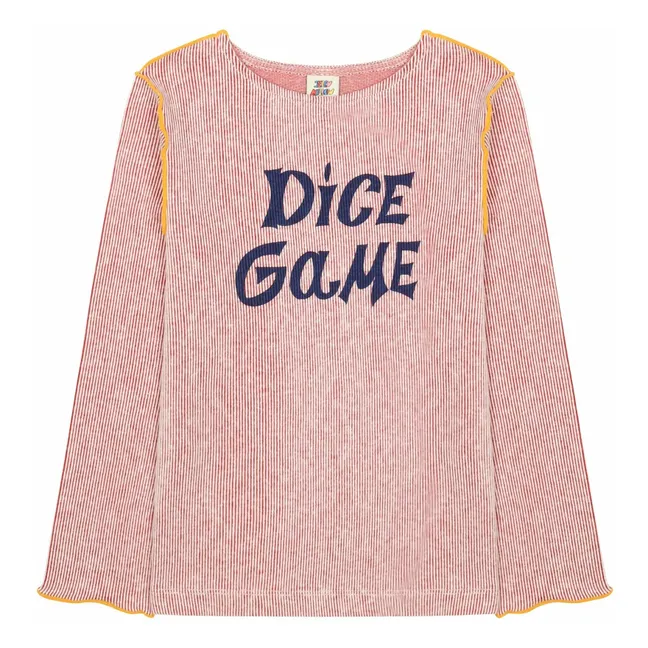 Geripptes Dice Game T-Shirt | Rot