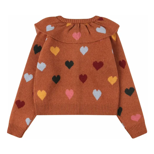 Strickjacke Herzen | Braun