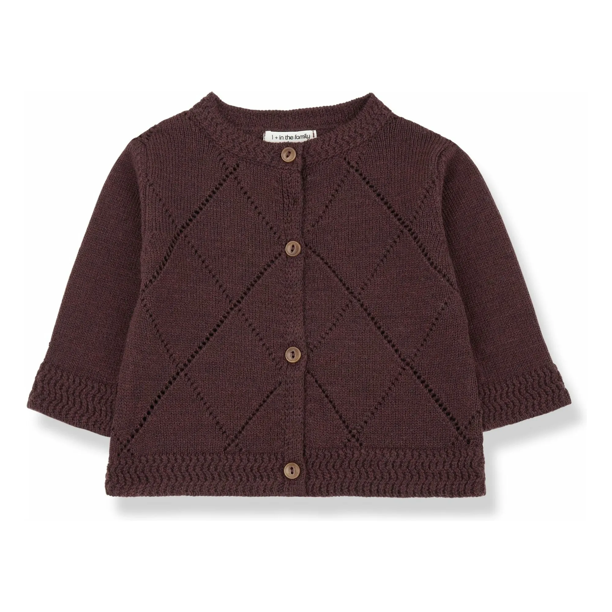 1+ In The Family Burgundy Nanna Merino Wool Cardigan