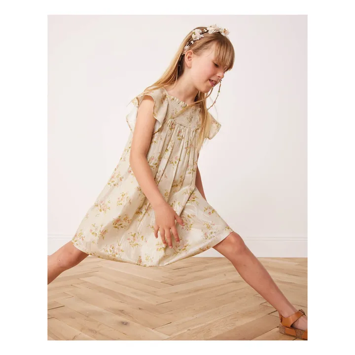 Robe Reveuse Fleurie Métallisée | Ecru- Image produit n°2