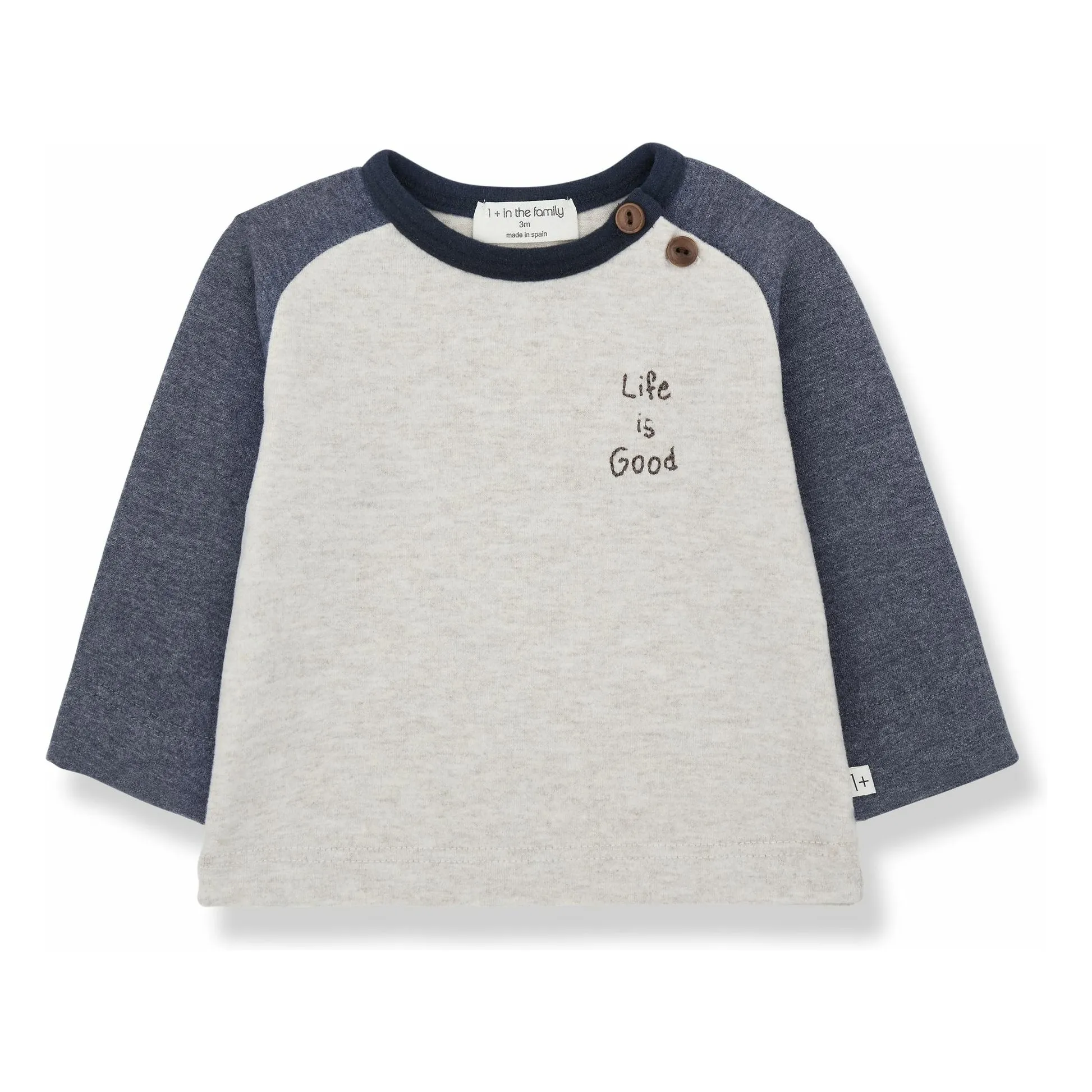 1+ In The Family Mottled Blue Paul T-Shirt