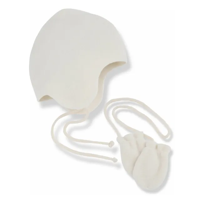 Conjunto de guante y beguin de forro polar Tanit | Crudo