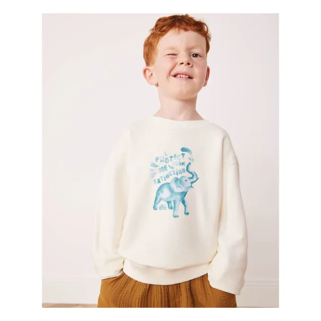 Smile organic cotton sweatshirt | Ecru
