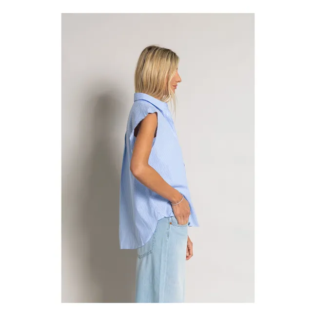 Chemise Sans Manches Laura Rayée | Bleu Clair