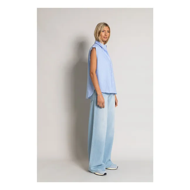 Chemise Sans Manches Laura Rayée | Bleu Clair