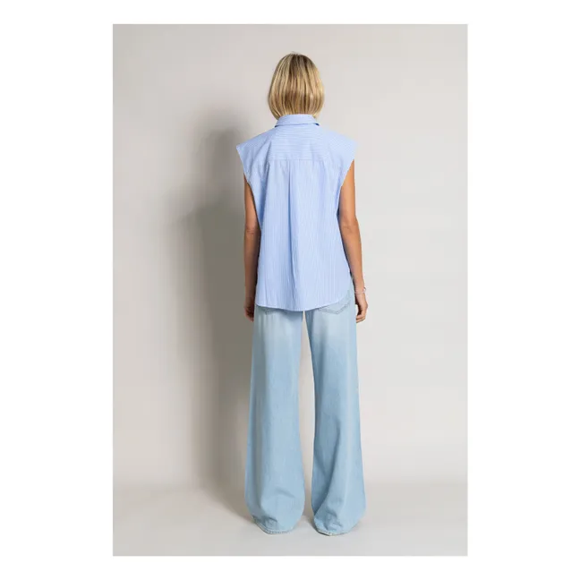 Chemise Sans Manches Laura Rayée | Bleu Clair