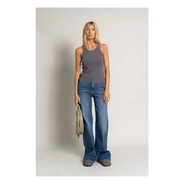 Geripptes Tank-Top Ayla Bio-Baumwolle | Kohlegrau