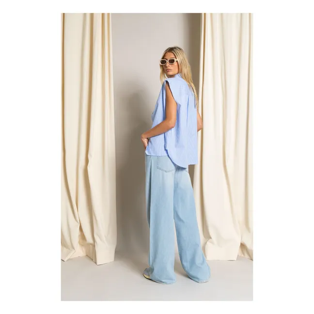 Chemise Sans Manches Laura Rayée | Bleu Clair