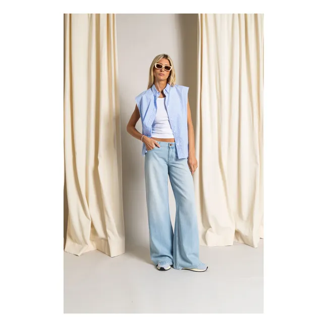 Chemise Sans Manches Laura Rayée | Bleu Clair