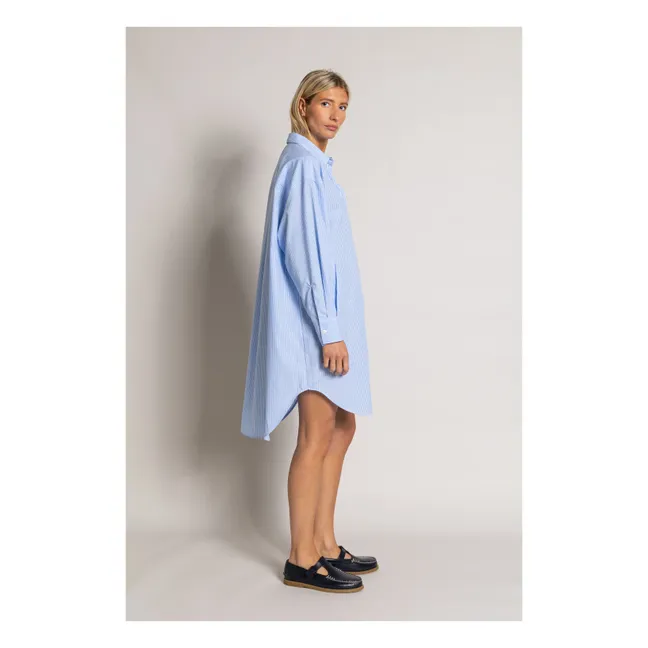 Vestido camisero de rayas Lydie | Azul Claro
