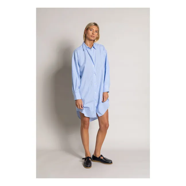 Vestido camisero de rayas Lydie | Azul Claro