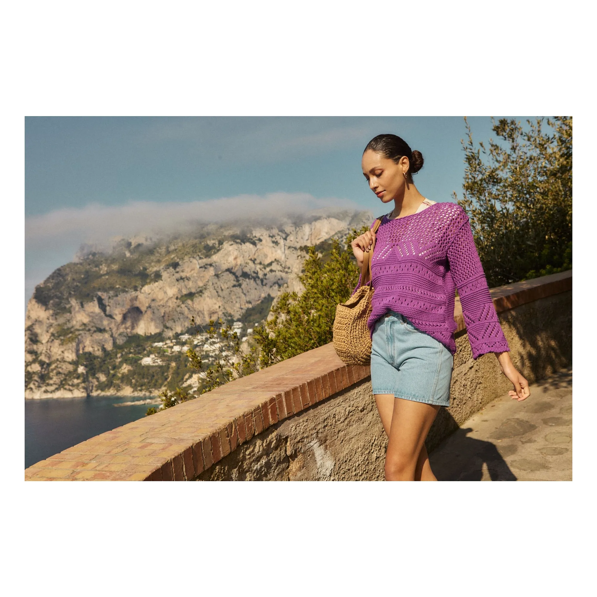 Short Taille Haute en Coton Bio | Denim bleached- Image produit n°5