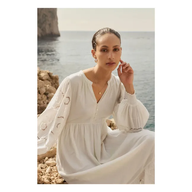 Pantalón ancho de viscosa | Blanco Roto