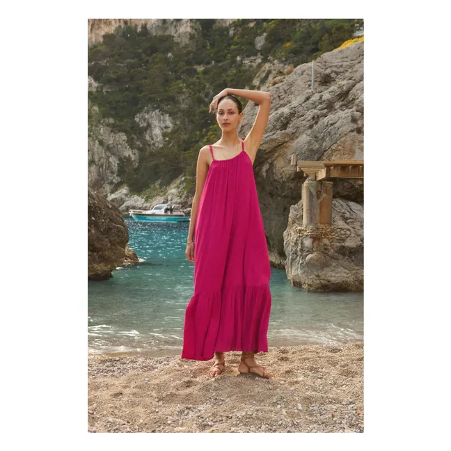 Viscose Halter Maxi Dress | Fuchsia