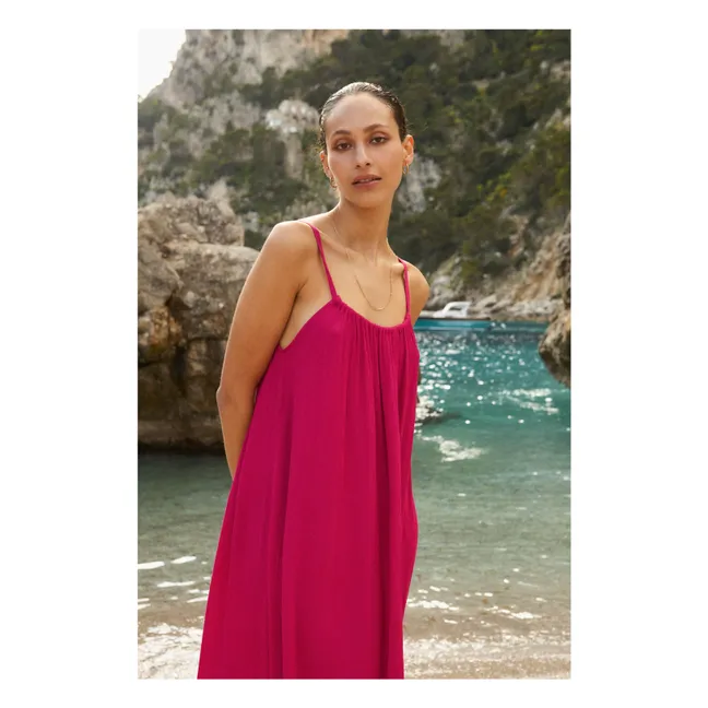 Viscose Halter Maxi Dress | Fuchsia