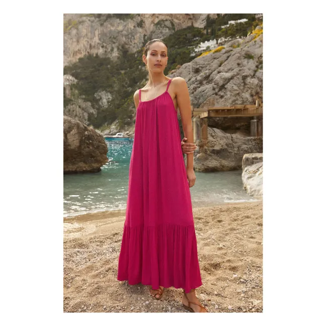 Maxivestido halter de viscosa | Rosa Fushia