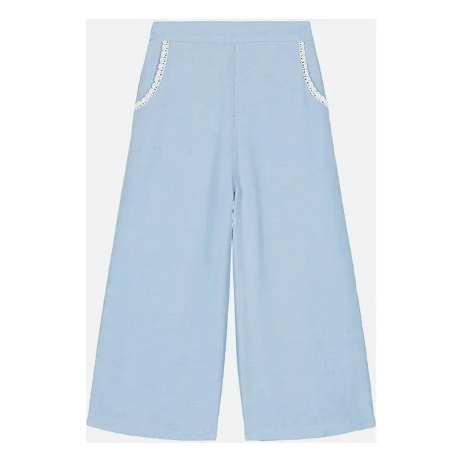 Pantalones Flor de algodón orgánico | Azul Cielo