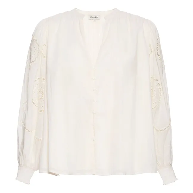 Organic cotton embroidered blouse | Off white