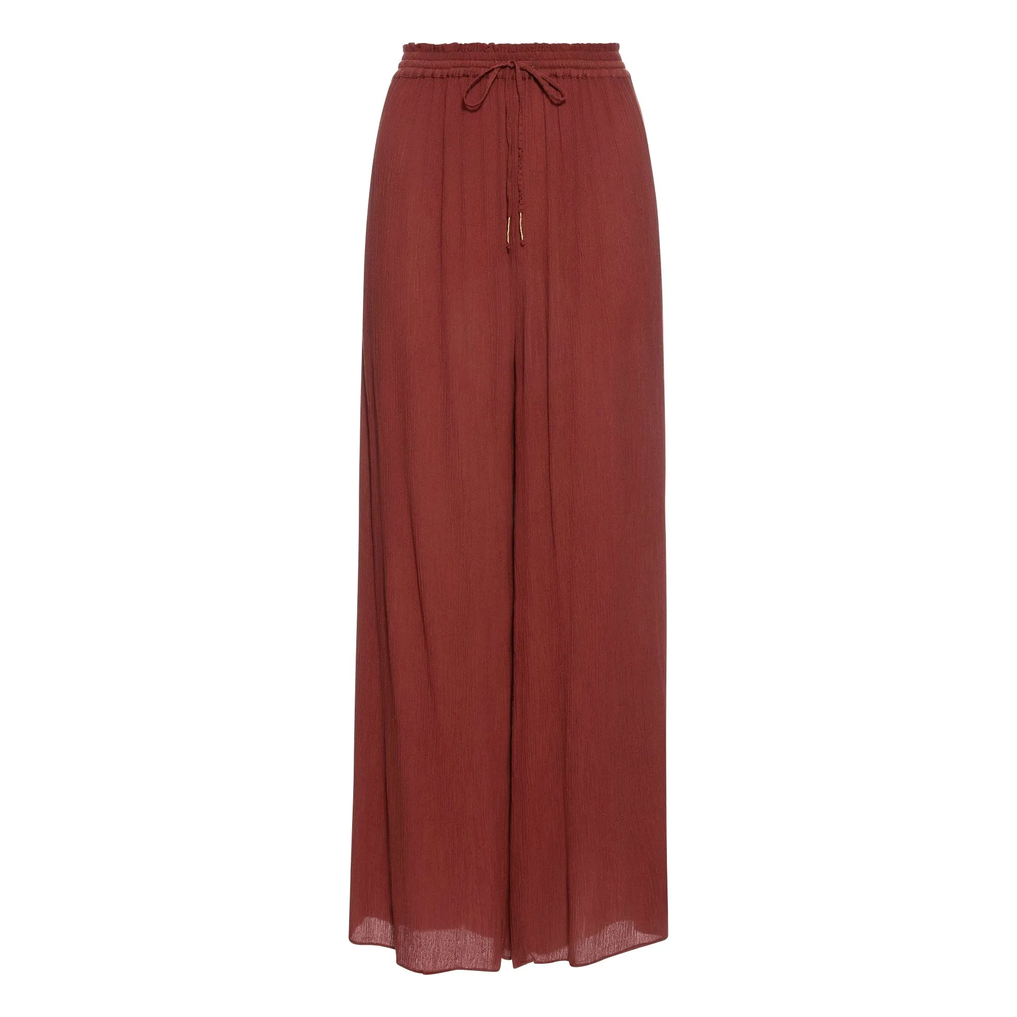 Alma Deia Brown Wide-Leg Viscose Pants