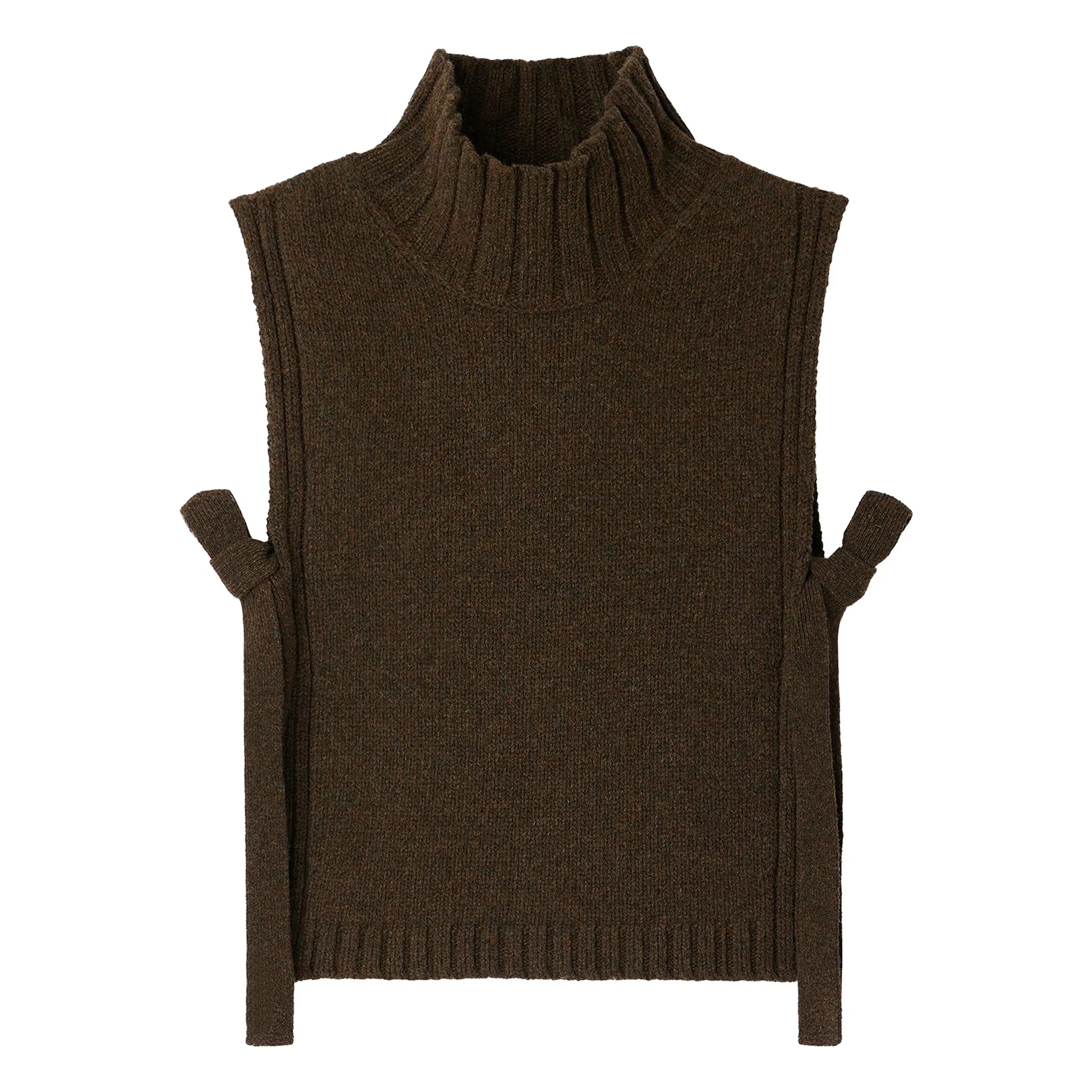 Soeur Marled Khaki Gold Virgin Wool Sleeveless Sweater