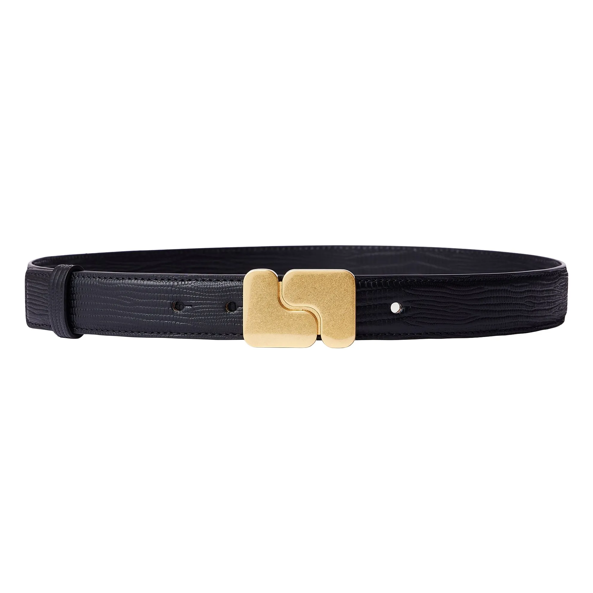 Soeur Black Ninon Belt Lizard Embossed Leather
