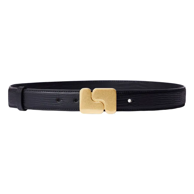 Ceinture Ninon Cuir Embossé Lézard | Noir