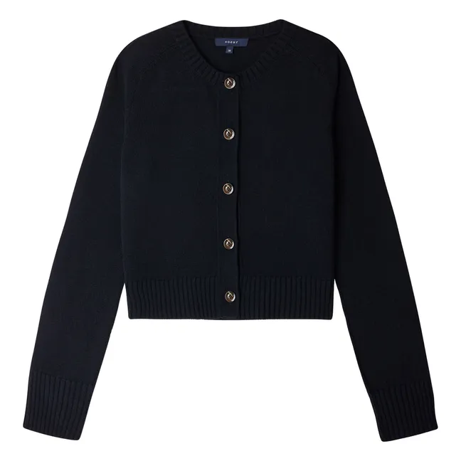 Cardigan Virginia Laine Mérinos | Bleu marine