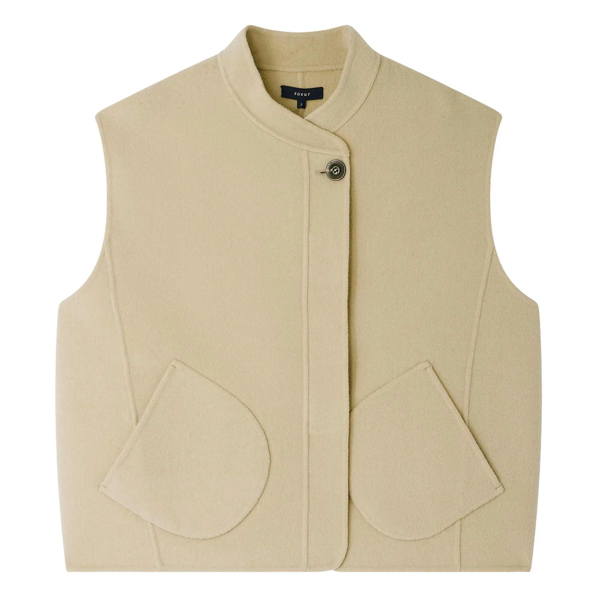 Soeur Chalk Adeline Wool Sleeveless Jacket
