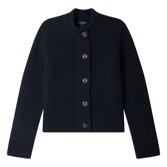 Flaubert Merino Wool Cardigan | Navy blue