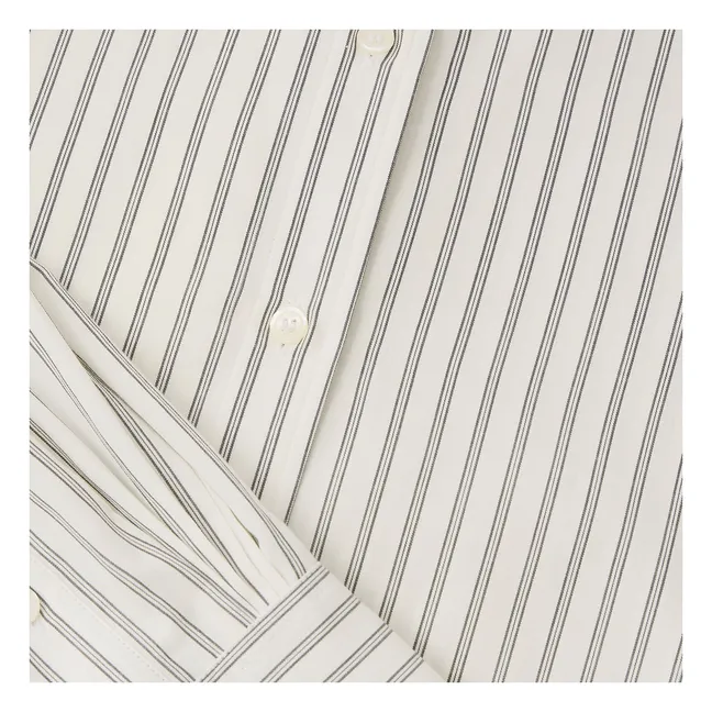 Chemise Bermudes Rayée Coton Bio | Blanc cassé