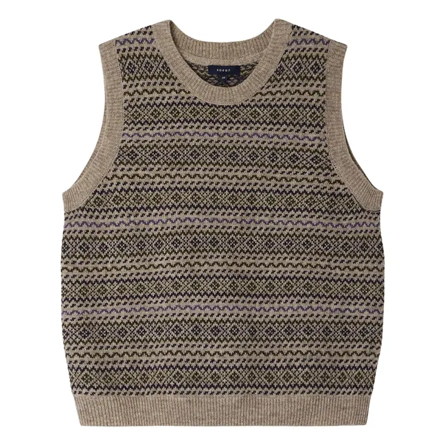 Pull Sans Manches Fiesta Laine Mérinos | Marron