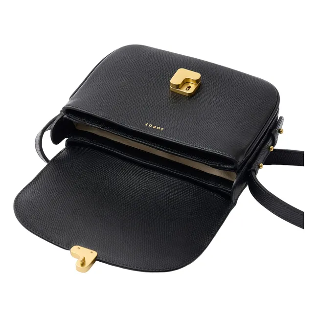 Sac Bellissima Mini Cuir Grainé Embossé Lézard | Noir