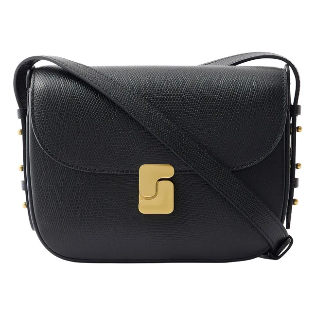 Borsa Bellissima Mini in pelle goffrata con grana di lucertola | Nero