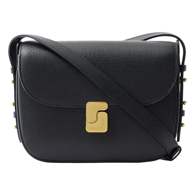 Sac Bellissima Mini Cuir Grainé Embossé Lézard | Noir