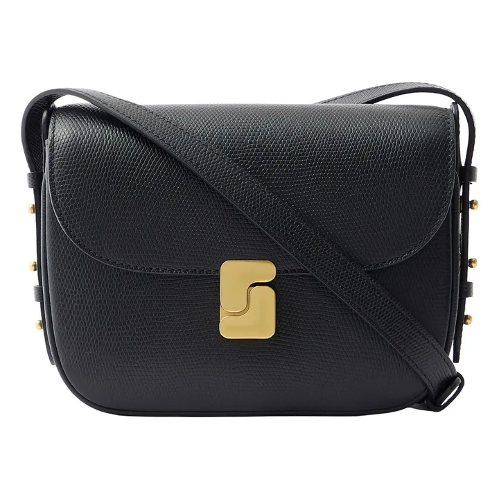 Sac Bellissima Mini Cuir Grainé Embossé Lézard | Noir- Image produit n°0