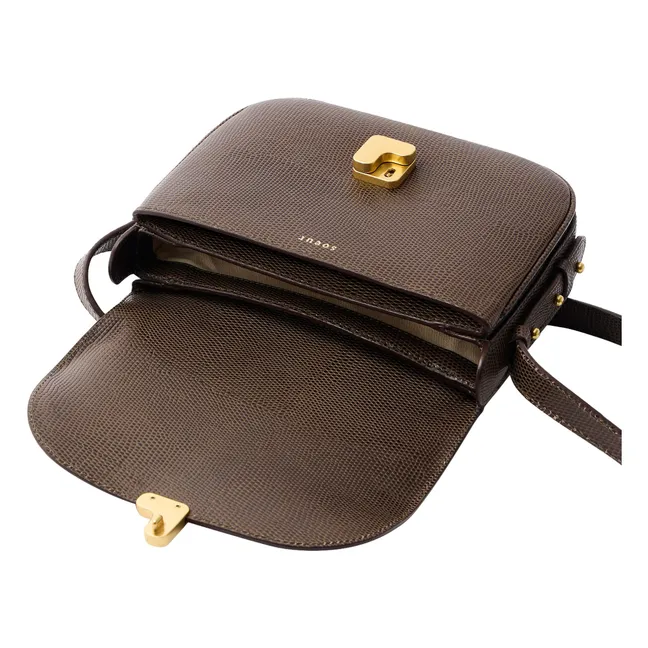 Borsa Bellissima Mini in pelle goffrata con grana di lucertola | Verde oliva