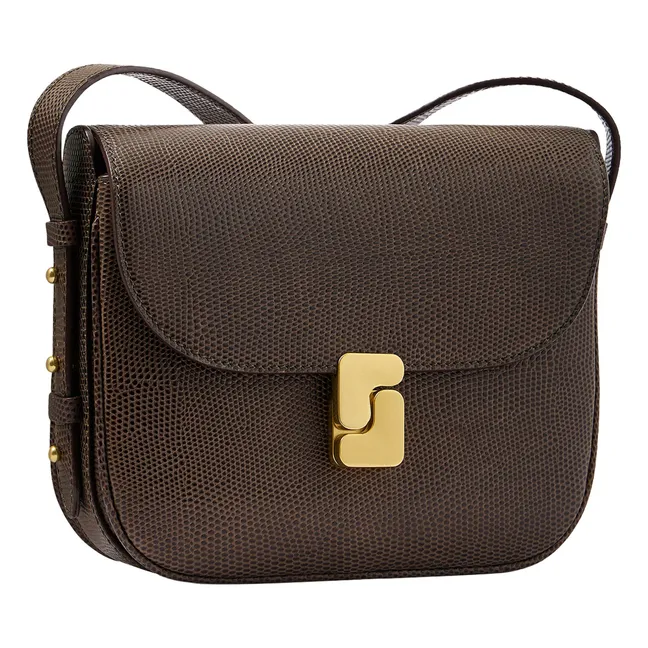 Bellissima Mini Tasche aus genarbtem Leder mit Eidechsenprägung | Grünolive