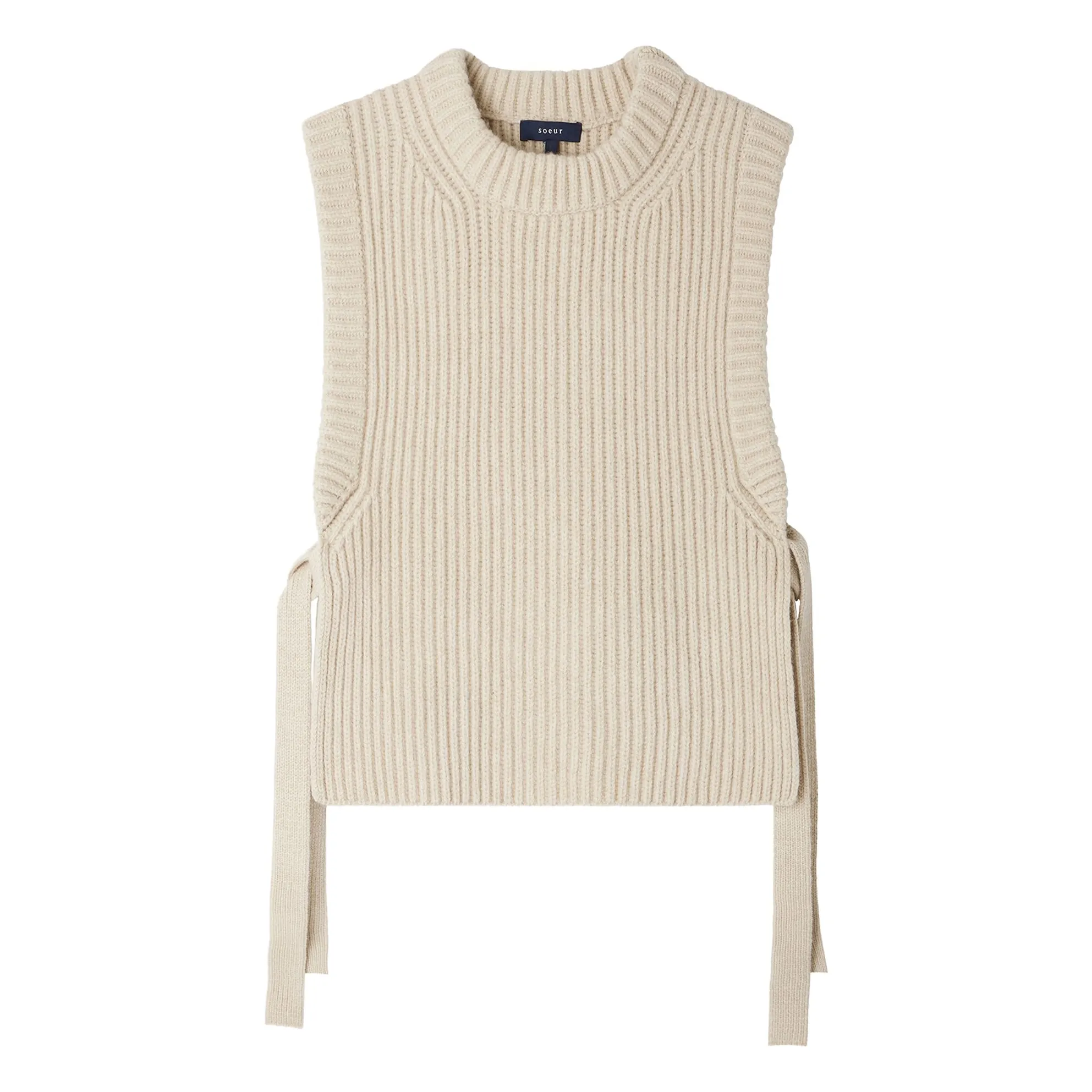 Soeur Heather White Firmus Merino Wool Sleeveless Sweater