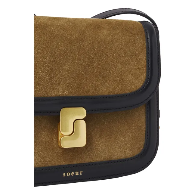 Bellissima Mini Zweifarbige Tasche aus Spaltleder | Bronze