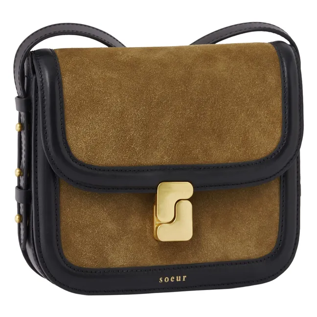 Bellissima Mini Zweifarbige Tasche aus Spaltleder | Bronze