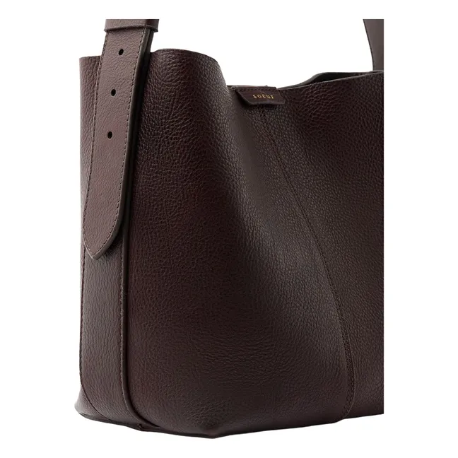 Saudade Mini-Tasche aus genarbtem Leder | Braun